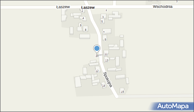 Łaszew, Spokojna, 10, mapa Łaszew