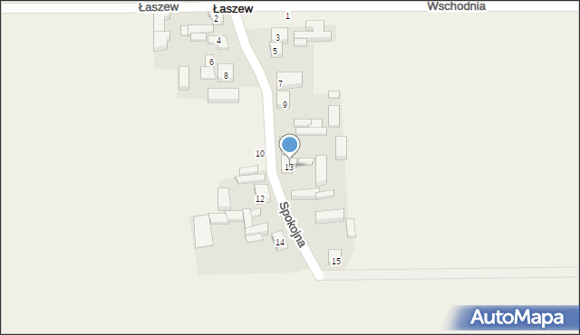 Łaszew, Spokojna, 13, mapa Łaszew