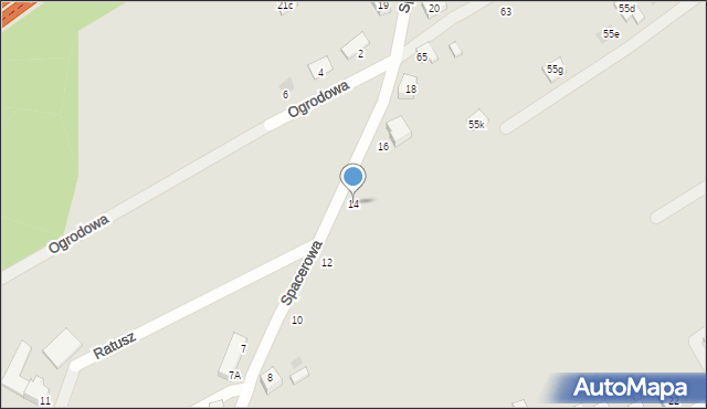 Lędziny, Spacerowa, 14, mapa Lędziny