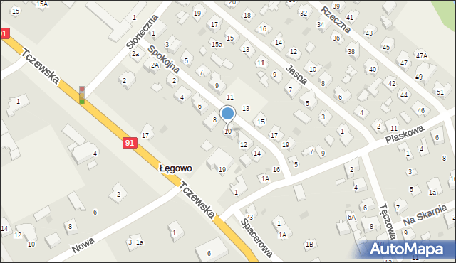 Łęgowo, Spokojna, 10, mapa Łęgowo