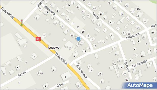 Łęgowo, Spokojna, 14a, mapa Łęgowo