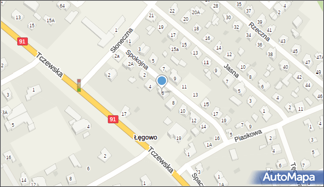 Łęgowo, Spokojna, 6, mapa Łęgowo