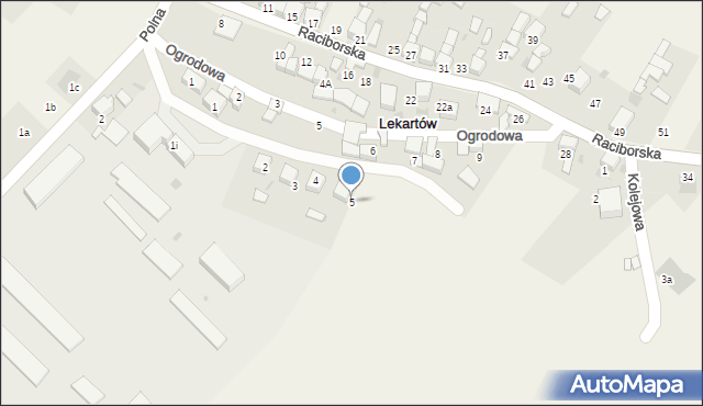 Lekartów, Spółdzielcza, 5, mapa Lekartów