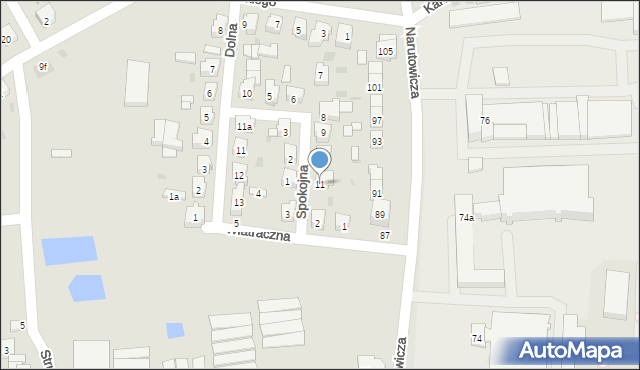 Leszno, Spokojna, 11, mapa Leszno