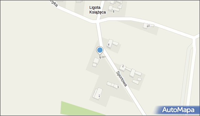 Ligota Książęca, Sportowa, 5, mapa Ligota Książęca