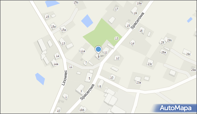 Linowiec, Spacerowa, 9, mapa Linowiec