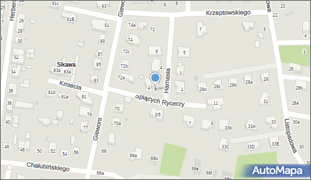 Łódź, Śpiących Rycerzy, 6, mapa Łodzi