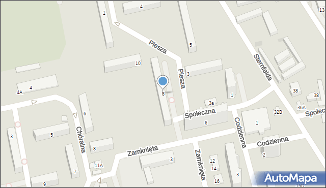 Łódź, Społeczna, 8, mapa Łodzi