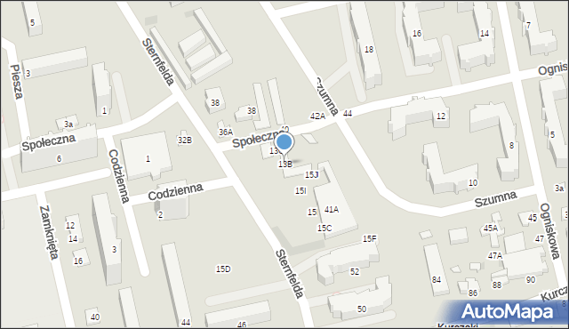 Łódź, Społeczna, 13B, mapa Łodzi