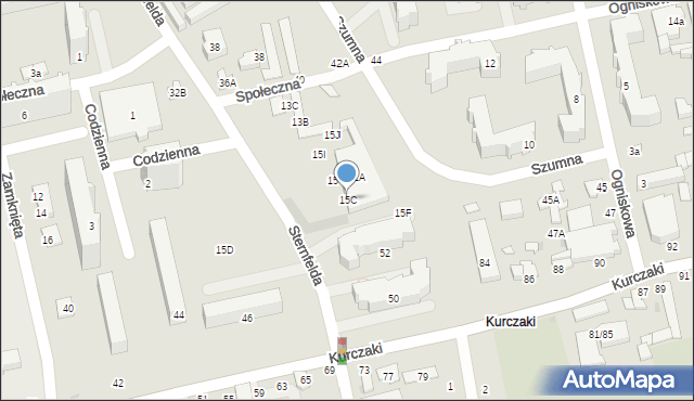 Łódź, Społeczna, 15C, mapa Łodzi