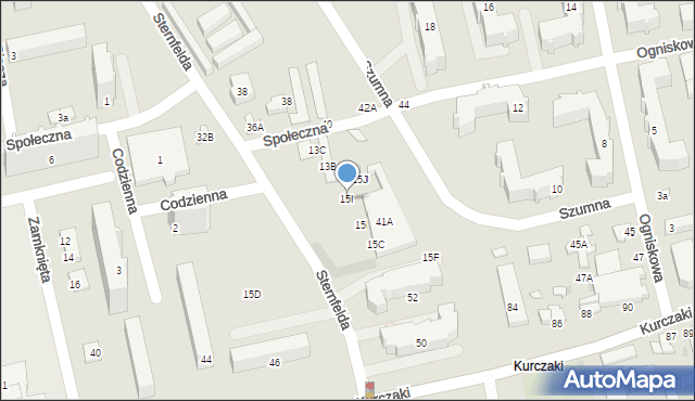 Łódź, Społeczna, 15I, mapa Łodzi