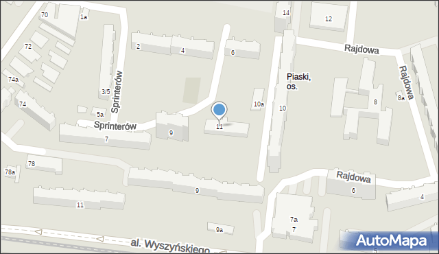 Łódź, Sprinterów, 11, mapa Łodzi