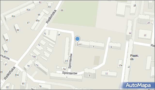 Łódź, Sprinterów, 2, mapa Łodzi