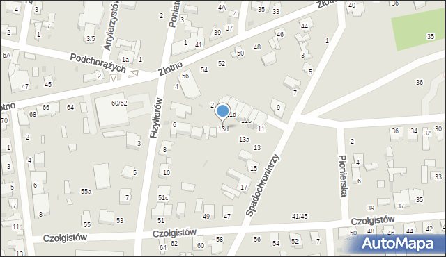 Łódź, Spadochroniarzy, 13d, mapa Łodzi