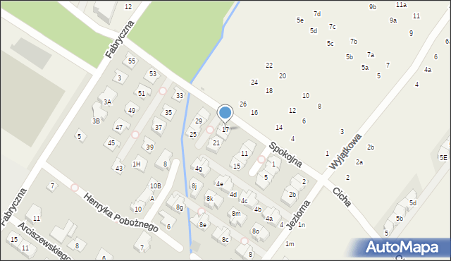 Łomianki, Spokojna, 17, mapa Łomianki