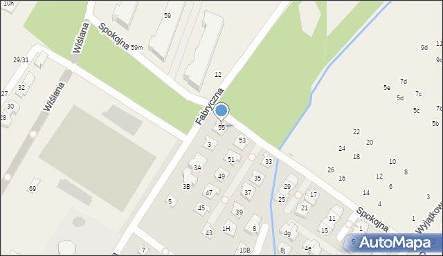 Łomianki, Spokojna, 55, mapa Łomianki