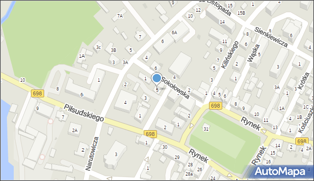 Łosice, Spółdzielcza, 5, mapa Łosice