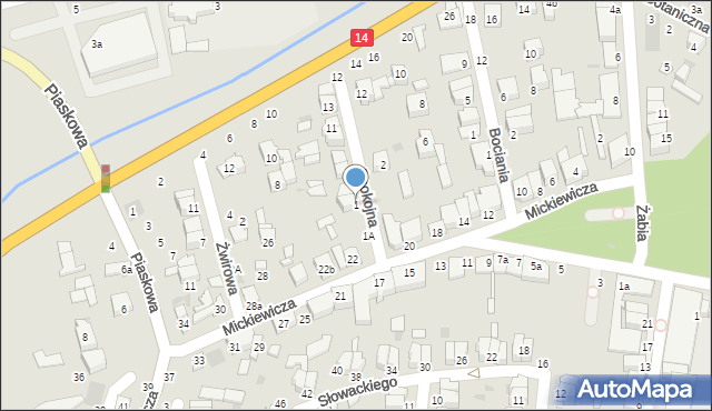 Łowicz, Spokojna, 1, mapa Łowicza