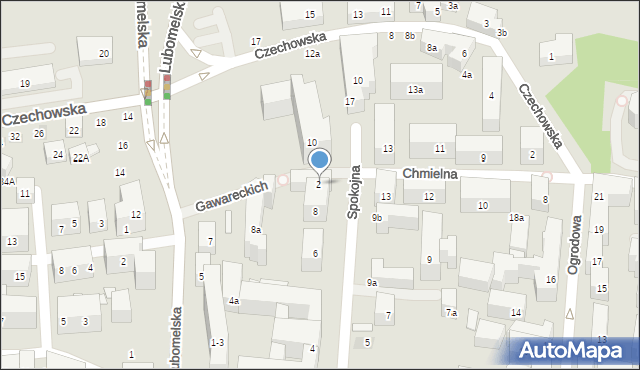 Lublin, Spokojna, 8b, mapa Lublina