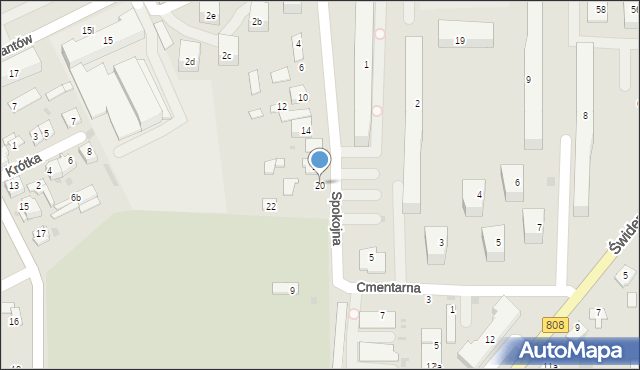 Łuków, Spokojna, 20, mapa Łuków