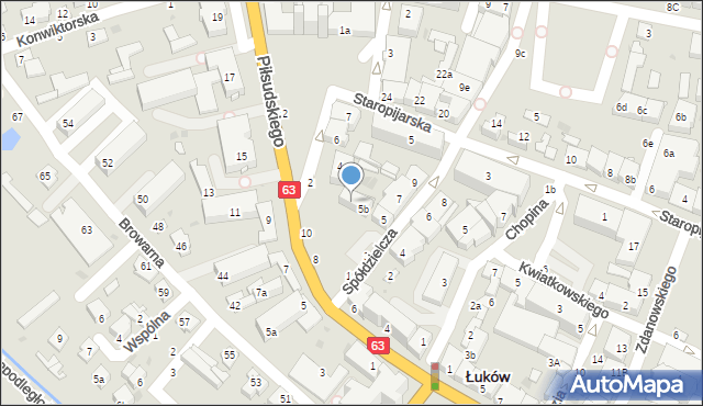 Łuków, Spółdzielcza, 5c, mapa Łuków