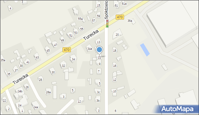 Malanów, Spółdzielców, 11, mapa Malanów