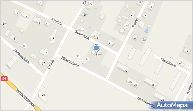 Marcinkowice, Spokojna, 1, mapa Marcinkowice