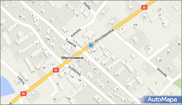 Marcinowice, Spółdzielcza, 1, mapa Marcinowice