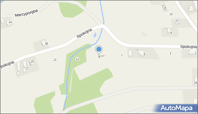 Marcyporęba, Spokojna, 9, mapa Marcyporęba