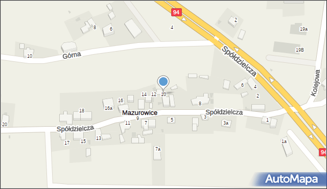Mazurowice, Spółdzielcza, 10, mapa Mazurowice