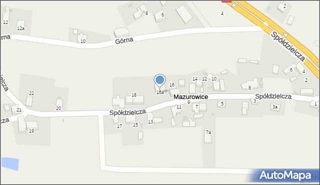 Mazurowice, Spółdzielcza, 16a, mapa Mazurowice