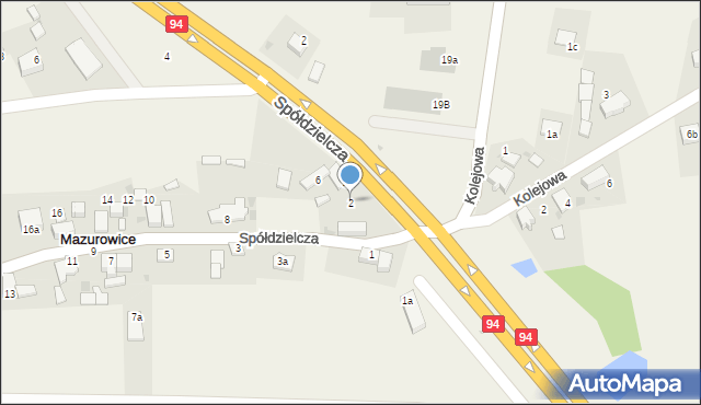 Mazurowice, Spółdzielcza, 2, mapa Mazurowice