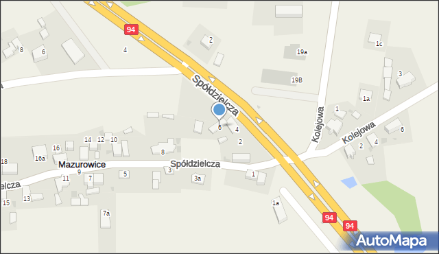 Mazurowice, Spółdzielcza, 6, mapa Mazurowice
