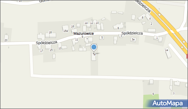 Mazurowice, Spółdzielcza, 7a, mapa Mazurowice