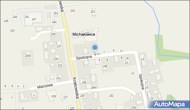 Michałowice, Spokojna, 5, mapa Michałowice