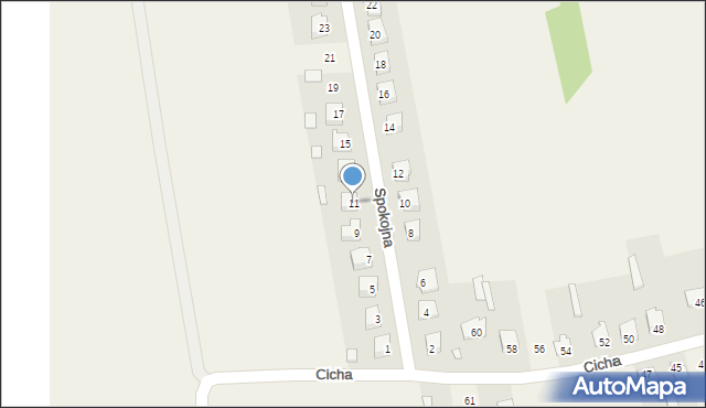 Michów, Spokojna, 11, mapa Michów