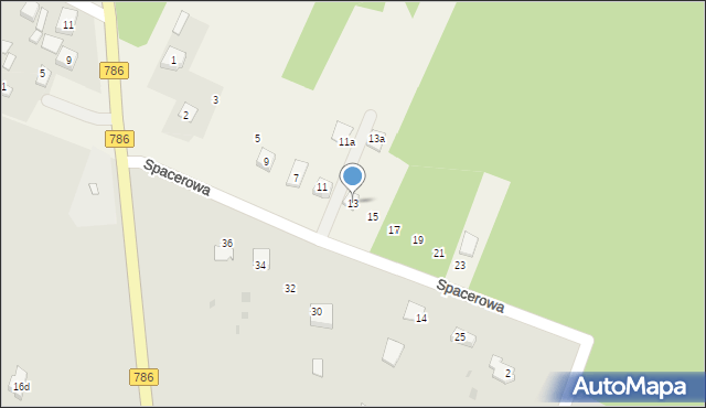 Micigózd, Spacerowa, 13, mapa Micigózd