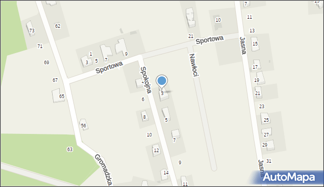 Międzyrzecze, Spokojna, 3, mapa Międzyrzecze