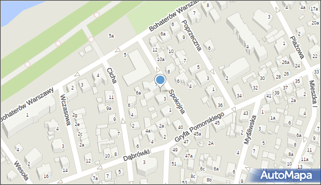 Międzyzdroje, Spokojna, 5, mapa Międzyzdroje