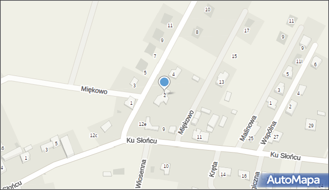 Miękowo, Spacerowa, 2, mapa Miękowo