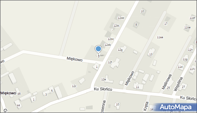 Miękowo, Spacerowa, 3, mapa Miękowo