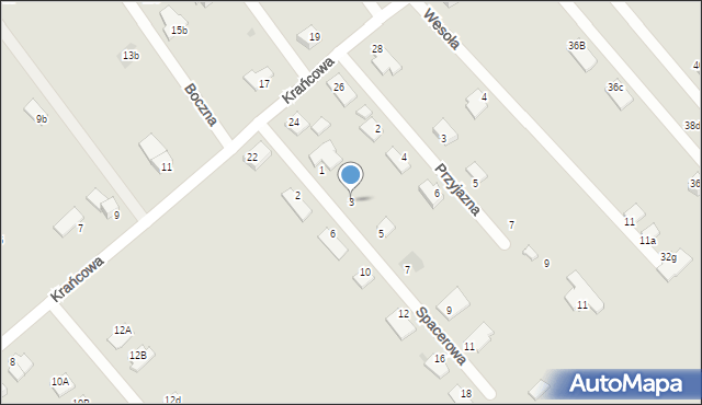 Mielec, Spacerowa, 3, mapa Mielca