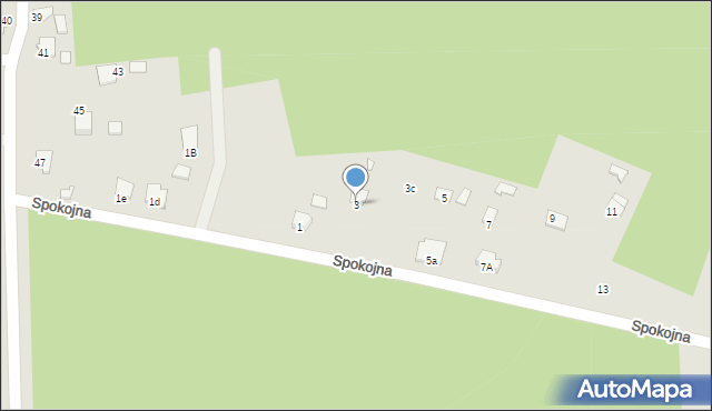 Mielec, Spokojna, 3, mapa Mielca