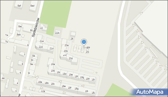 Mierzyn, Spółdzielców, 20p, mapa Mierzyn