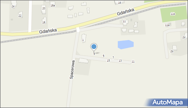 Mikoszewo, Spacerowa, 3, mapa Mikoszewo