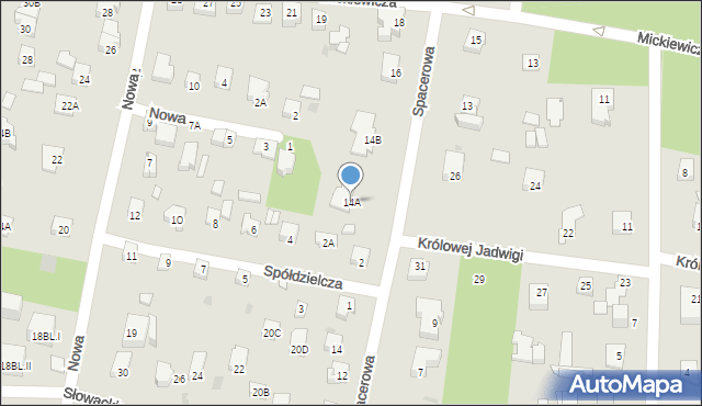 Milanówek, Spacerowa, 14A, mapa Milanówek
