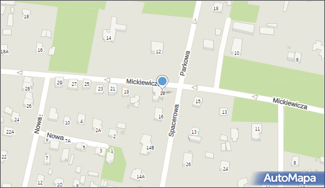 Milanówek, Spacerowa, 18, mapa Milanówek