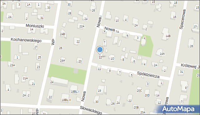 Milanówek, Spółdzielcza, 12, mapa Milanówek