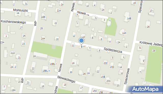 Milanówek, Spółdzielcza, 9, mapa Milanówek