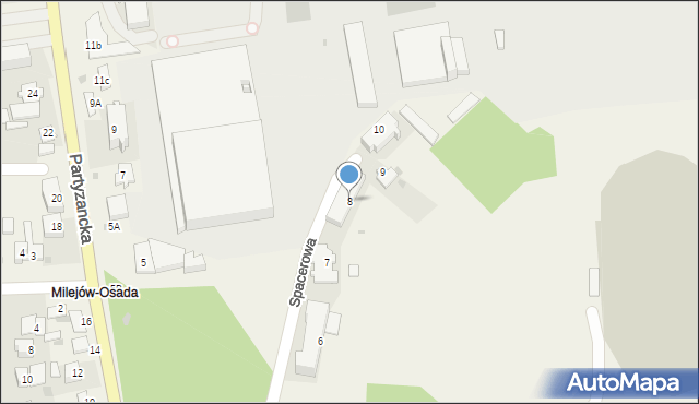 Milejów-Osada, Spacerowa, 8, mapa Milejów-Osada